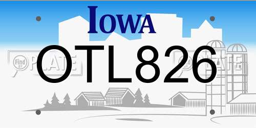 OTL826 Iowa License Plate