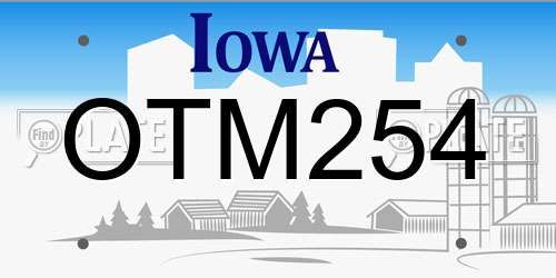 OTM254 Iowa License Plate