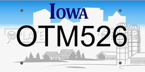 OTM526 Iowa License Plate