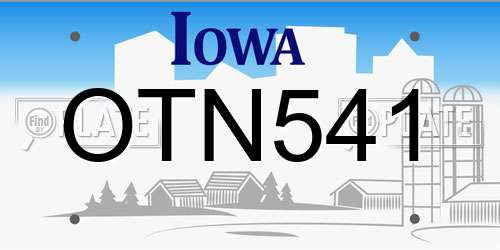 OTN541 Iowa License Plate