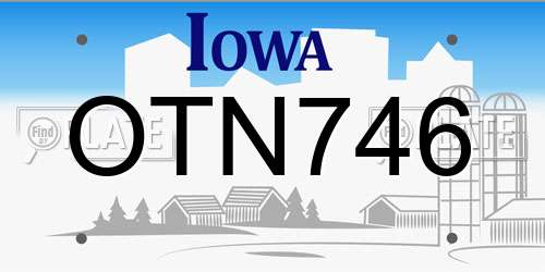 OTN746 Iowa License Plate