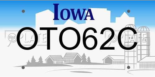 OTO62C Iowa License Plate