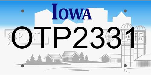OTP2331 Iowa License Plate