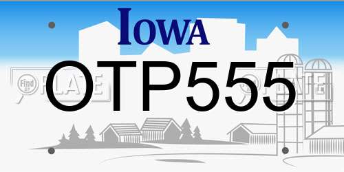 OTP555 Iowa License Plate