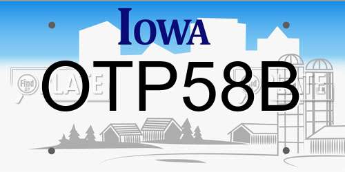 OTP58B Iowa License Plate