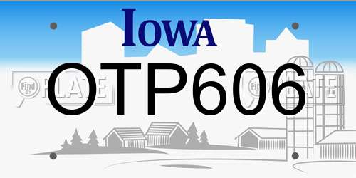 OTP606 Iowa License Plate