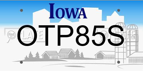 OTP85S Iowa License Plate