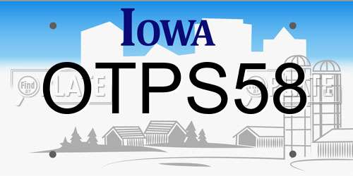 OTPS58 Iowa License Plate
