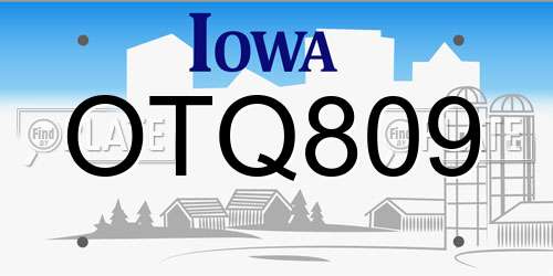 OTQ809 Iowa License Plate