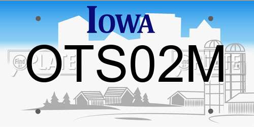 OTS02M Iowa License Plate