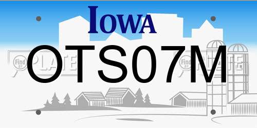 OTS07M Iowa License Plate