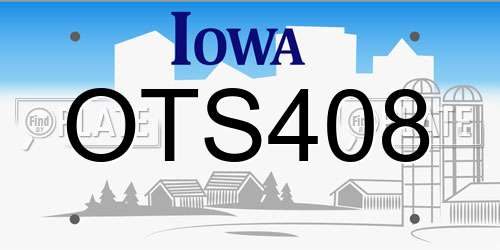 OTS408 Iowa License Plate