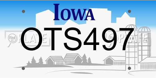 OTS497 Iowa License Plate