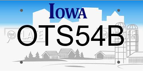 OTS54B Iowa License Plate