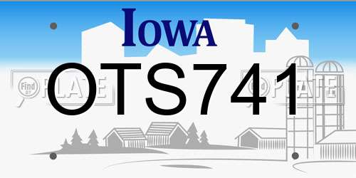 OTS741 Iowa License Plate