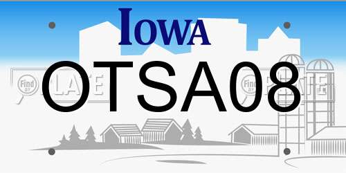 OTSA08 Iowa License Plate