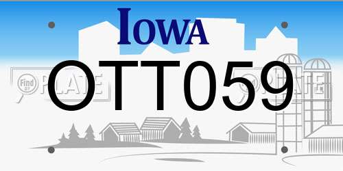 OTT059 Iowa License Plate