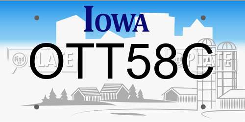OTT58C Iowa License Plate