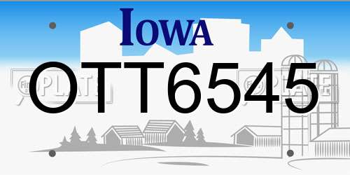 OTT6545 Iowa License Plate