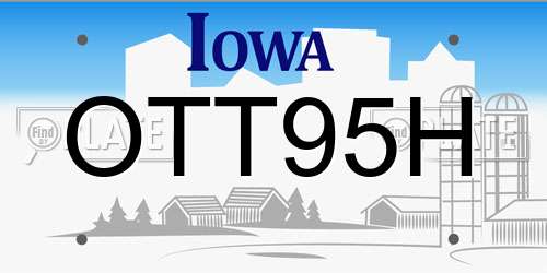 OTT95H Iowa License Plate