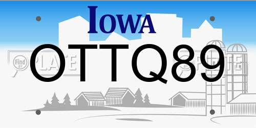 OTTQ89 Iowa License Plate