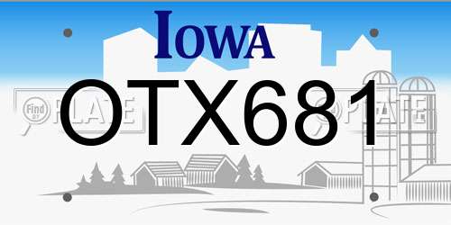 OTX681 Iowa License Plate