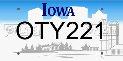OTY221 Iowa License Plate