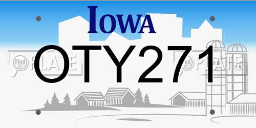 OTY271 Iowa License Plate