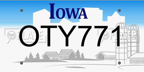 OTY771 Iowa License Plate