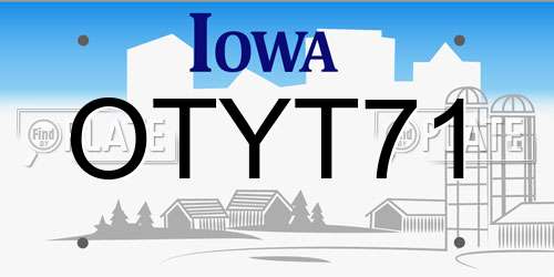 OTYT71 Iowa License Plate