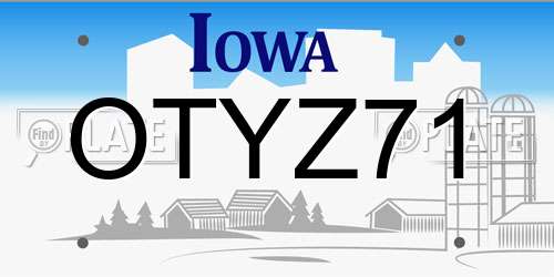 OTYZ71 Iowa License Plate