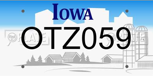 OTZ059 Iowa License Plate