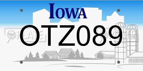 OTZ089 Iowa License Plate