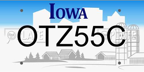 OTZ55C Iowa License Plate