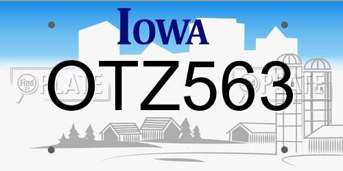 OTZ563 Iowa License Plate