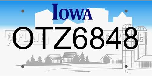 OTZ6848 Iowa License Plate