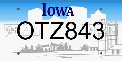 OTZ843 Iowa License Plate