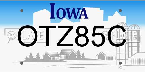 OTZ85C Iowa License Plate