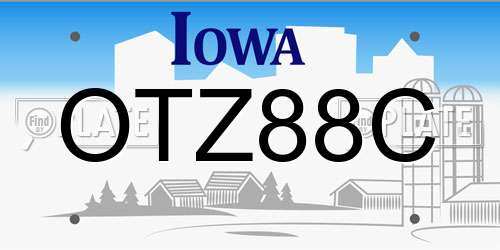 OTZ88C Iowa License Plate