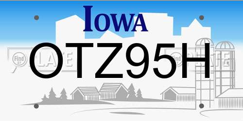 OTZ95H Iowa License Plate