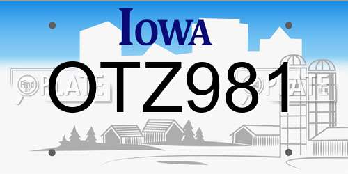OTZ981 Iowa License Plate