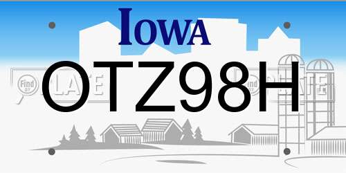 OTZ98H Iowa License Plate