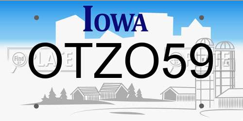 OTZO59 Iowa License Plate