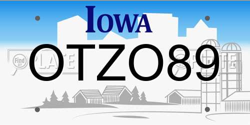 OTZO89 Iowa License Plate