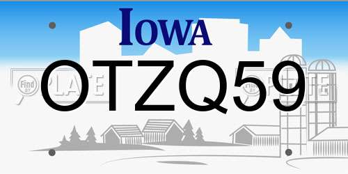 OTZQ59 Iowa License Plate