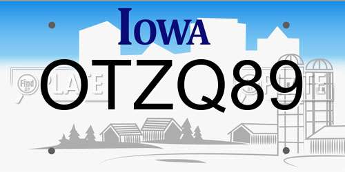 OTZQ89 Iowa License Plate