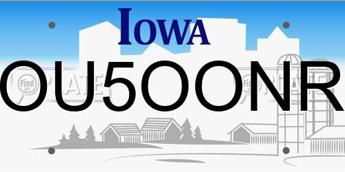 OU5OONR Iowa License Plate