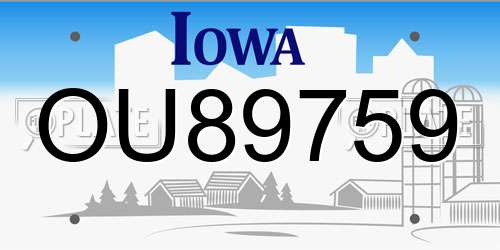 OU89759 Iowa License Plate