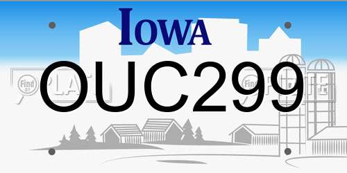 OUC299 Iowa License Plate