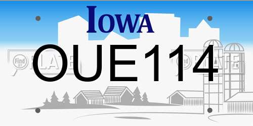OUE114 Iowa License Plate